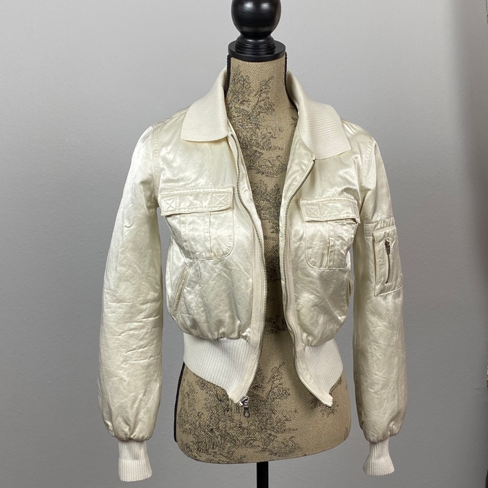 Joie Satin Champagne bomber jacket